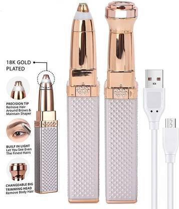 PKK TRADERS Personal Hair Removal Eyebrow Razor with Indicator Lights (GOLDEN) Eyebrow Thread