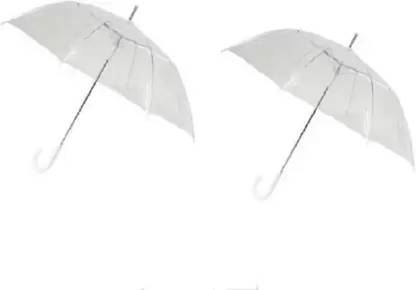 Scoovi Pack Of - 2 Automatic Rain Umbrella Waterproof Folding Clear Transparent Umbrella