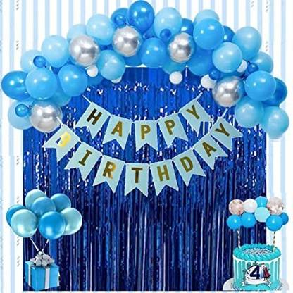 R G ACCESSORIES Solid Blue Silver Balloons Combo Of 33 Pcs For Party Decorations Balloon