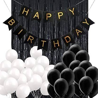 R G ACCESSORIES Solid Black White Balloons Combo 32 Pcs For Party Decorations Balloon