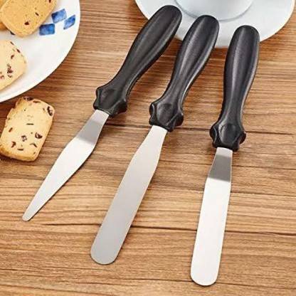 SAKEXA 3 Piece Icing Spatula Set Steel, Plastic Cake Server Non-Stick Spatula