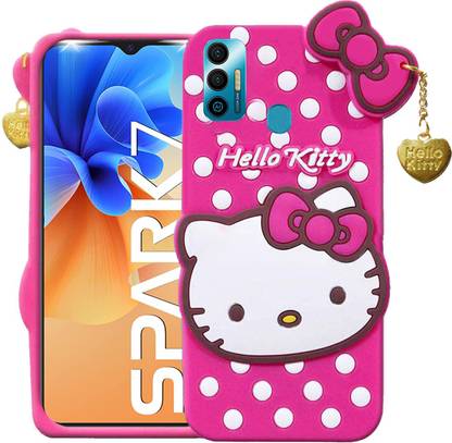 BOZTI Back Cover for Tecno Spark 7, Cute Hello Kitty Case