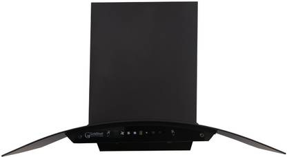 Gold Shell GS ELITE BK 90 CM (FILTERLESS) - CURVE GLASS Auto Clean Wall Mounted BLACK 1200 CMH Chimney
