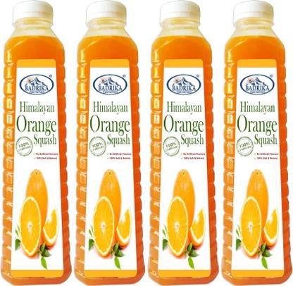 Badrika Pure Natural Himalayan Orange/Pahari Malta Squash Pack Of 4 (750 ML Each)