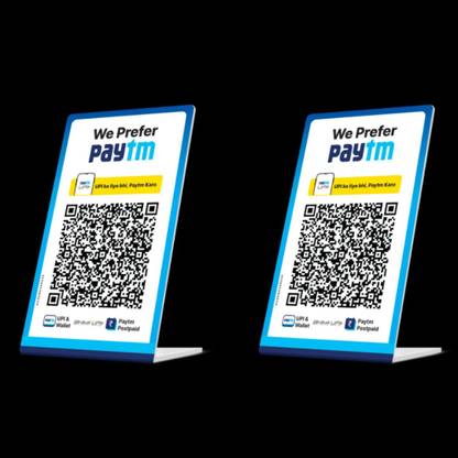 CPI 2 Compartments Acrylic QR Code L Shape Display Stand for Paytm White Bar Code Standee (Pack of 2)