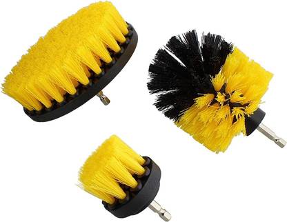 AKRIZA Yellow Drill Brush Bit Attachment Set Power Scrubber Brush Nylon Kitchen Bathroom Cleaning Kit