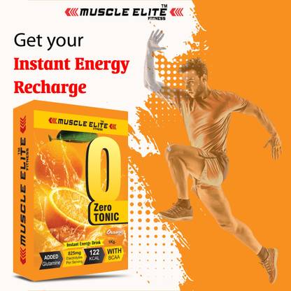 MUSCLE ELITE FITNESS Zero Tonic Instant Energy Drink Workout Electrolyte Energy Drink BCAA Orange X1 Energy Drink