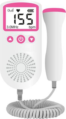 AccuSure Professional Portable Parental Baby Heart Beat Sound Monitor In-built Speaker White Fetal Doppler