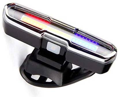 NSV Bicycle Bike New Tail Light with 3 Colors Red, Blue & White LED Light 6 Mode LED Rear Break Light