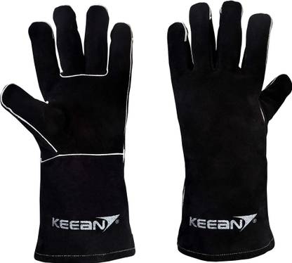 KEEAN ARC/MIG/TIG 14 inch Welding Gloves Black Heat&Fire Resistant at 500°C Leather  Safety Gloves