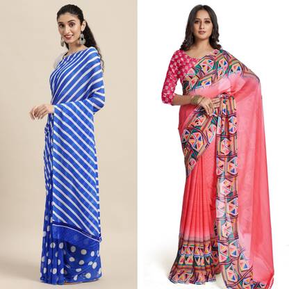 Ambuja International Printed Daily Wear Georgette Saree with Unstitched Blouse