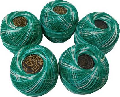 Quickcollection Thread Embroidery Red Rose Crochet Yarn Ball Stitching Green Double Shade Thread