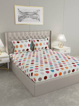 Raymond Home 100 TC Microfiber Double Geometric Flat Bedsheet
