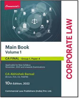 Commercial’s Corporate Law and Allied / Economic Laws (Main Book) in 2 Vols for CA Final Old & New Syllabus by ABHISHEK BANSAL Applicable for Nov 2022 Exam