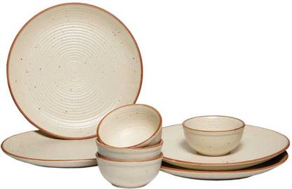 Yourowndcor Pack of 8 Ceramic Handcrafted Ceramic Dinner Plates 10 Inches with Bowl(8 Pieces, Serving For 4) Dinner Set