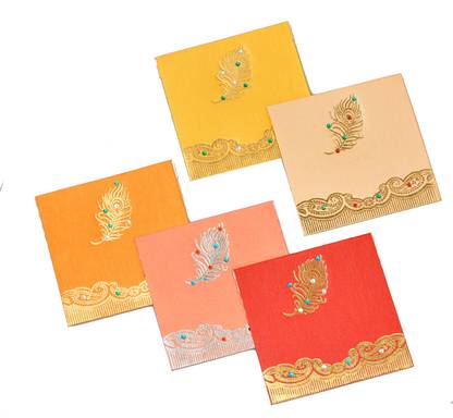 Anand Cards Pocket Size Shagun Envelope with Peackock Feather design Envelopes