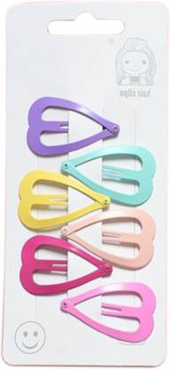 fabula Combo of 6 Heart Shape Candy Color Metal Hair Clip