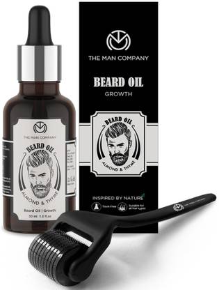 THE MAN COMPANY Beard Oil for Men with Almond & Thyme with Derma Roller Hair Oil