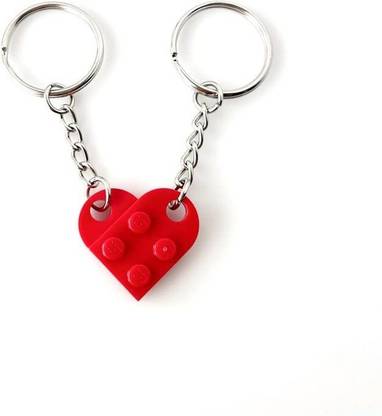Krafty kustomz Heart Keychain Set - Made with Authentic Bricks, Matching Friendship keychains Key Chain