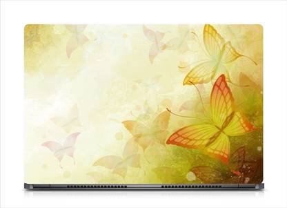 i-Birds Butterfly Yellow Background Exclusive High Quality Laptop Decal, laptop skin sticker 15.6 inch (15 x 10) Inch iB_skin_0798new High Quality HD Printed Vinyl Laptop Decal 15.6