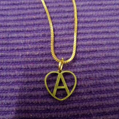 Offside Name Initial Inside Heart Gold-plated Brass Pendant Set