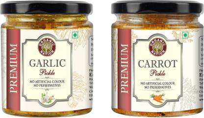 Organic Nation Carrot Pickle & Garlic Pickle Small Pack Combo Carrot, Garlic Pickle