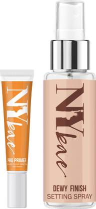 NY bae Makeup Combo - Orange Colour Correcting Face Primer & Dewy Finish Setting Spray Primer  - 45 ml