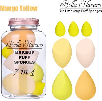 BELLA HARARO Elastic Soft 7in1 Makeup Perfecting Sponge Puff Beauty Blender with Plastic Jar