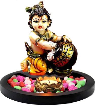 SHREE RAM IMPEX Carved Resin Sculpture Lord Baby Krishna Makhan Chor Idols Statue Showpiece Decorative Showpiece  -  5 cm