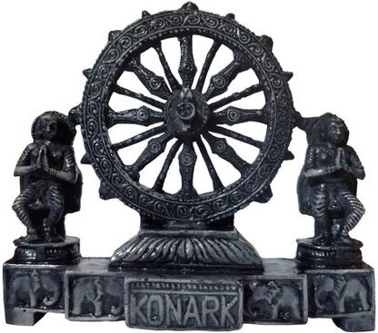 Neal exclusive The world famous sun temple Konark wheel for home deocr and gift black color size of 5 inch height Decorative Showpiece  -  15 cm