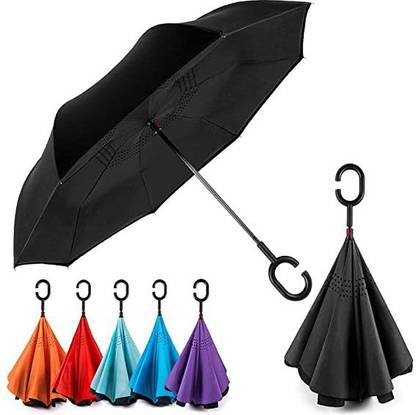 Ditiya Stick Umbrella Automatic Open Curved Wooden Hook Handle Rain Umbrella