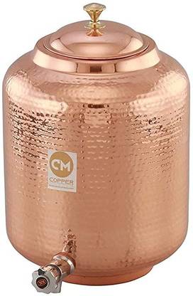 Copper Master 16 Litre Hammered Copper Water Dispenser (Matka) Container Pot with 100% Pure Co Bottom Loading Water Dispenser