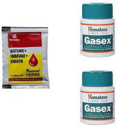 HIMALAYA Gasex Tabs 100's pack of 2 with naturelite immunity kwath