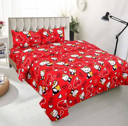 Gandhi Handloom 1000 TC Polycotton Double 3D Printed Flat Bedsheet
