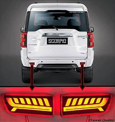 junior Car LED Reflector Compatible with Mahindra Scorpio 2015 (Red) - Set of 2 Car Reflector Light