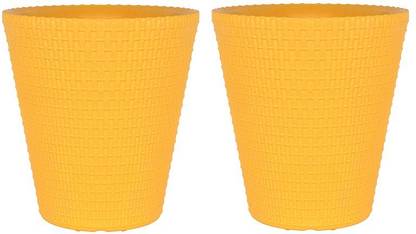 SHIYON Plastic Cinderella Pot Planter, For Garden, Size: 12 Inch, Yellow (Pack of 2) Plant Container Set
