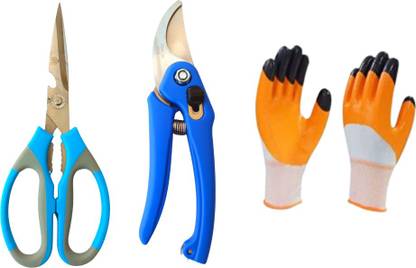 IAGT |Combo of 3 Pcs | Garden Scissor | Pruner cutter| Gardening Gloves | Garden Tool Kit