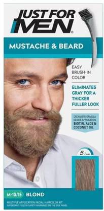 JUST FOR MEN Mustache & Beard Beard Coloring for Gray Hair with Brush Included Color , Blond M10/15