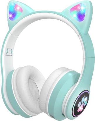 DAEMON Kids Headphones Wireless, Girls/Boys Cat Bluetooth Headphone (Mint Green) Bluetooth Gaming