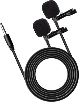WRADER Dual Person Collar Mic with 3.5mm Jack Phone Collar Mic for Interviews & Youtube Microphone