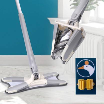 BK 10 IMPORT & EXPORT Microfiber X Type Mop for Floor Cleaning With Mop Holder & Removable Washabl Pad Wet & Dry Mop