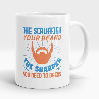 LASTWAVE The Scruffier your beard, the sharper you need to dress, Beard Essentials Ceramic Coffee Mug