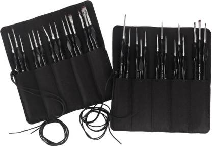 FRKB 15pc Micro Detail Paint Brushes Set in Roll Up Case
