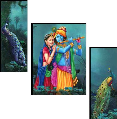 SRAF MDF TV Serial Radha Krishna Set of 3 Digital Reprint 12 inch x 18 inch Painting
