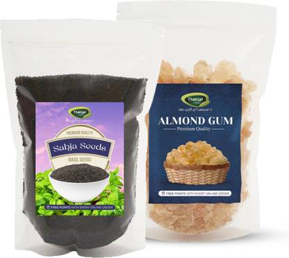 THANJAI NATURAL Gond Katira 1kg (Almond gum) & Basil Seed 1kg (Sabja Seed)| Seed