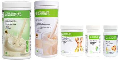 HERBALIFE Formula 1 Shake Strawbery +Protein 200G+ Afresh Lemon+ Shakemate+cell u loss Protein Shake