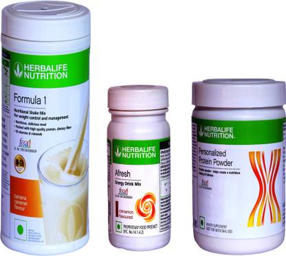 Herbalife Nutrition Formula 1 Shake Banana Caramel + Protein Powder 200G + Afresh Cinnamon Protein Shake