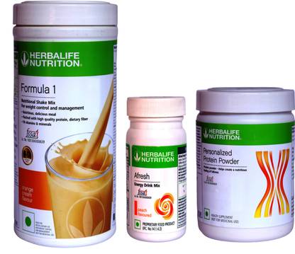 Herbalife Nutrition Formula 1 Shake Orange Cream + Protein Powder 200G + Afresh Peach Protein Shake