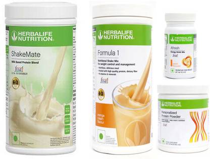 Herbalife Nutrition Formula 1 Shake Orange Cream + Protein Powder 200G + Afresh Peach + Shake Mate Protein Shake