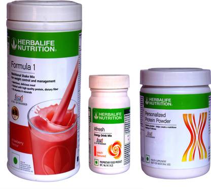 Herbalife Nutrition Formula 1 Shake Strawberry + Protein Powder 200G + Afresh Peach Protein Shake